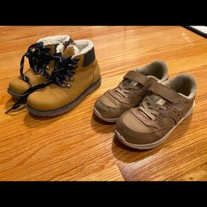 tan boot and sneaker bundle size 10